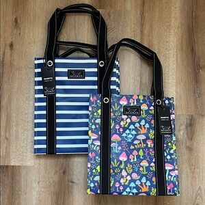 Scout BUNDLE(2) Blue Striped and Colorful Mushroom Bagette Market Tote Bags